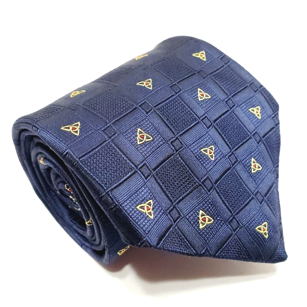 Patrick Francis Necktie Blue Geometric Pattern Men's Silk Neck Tie 58x4"
